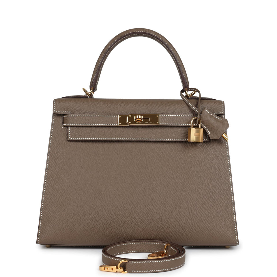 New Hermes Kelly Sellier 28 Etoupe Epsom Gold Hardware