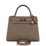 New Hermes Kelly Sellier 28 Etoupe Epsom Gold Hardware