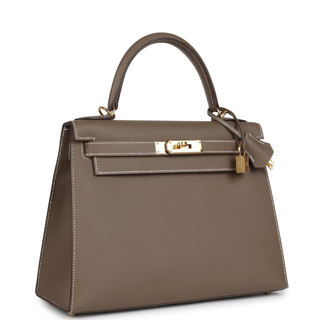 New Hermes Kelly Sellier 28 Etoupe Epsom Gold Hardware