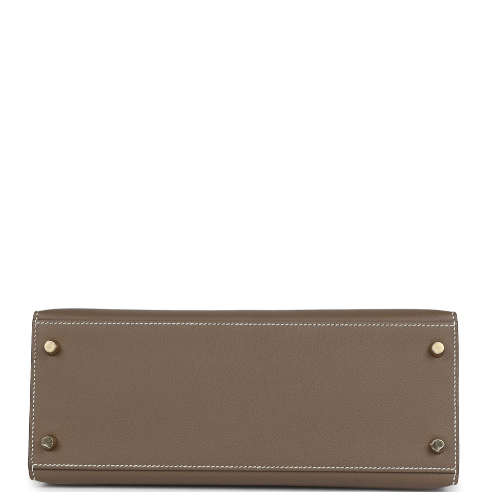 New Hermes Kelly Sellier 28 Etoupe Epsom Gold Hardware