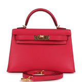 Hermes Kelly Sellier 20 Rose Extreme Chevre Gold Hardware