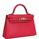 Hermes Kelly Sellier 20 Rose Extreme Chevre Gold Hardware