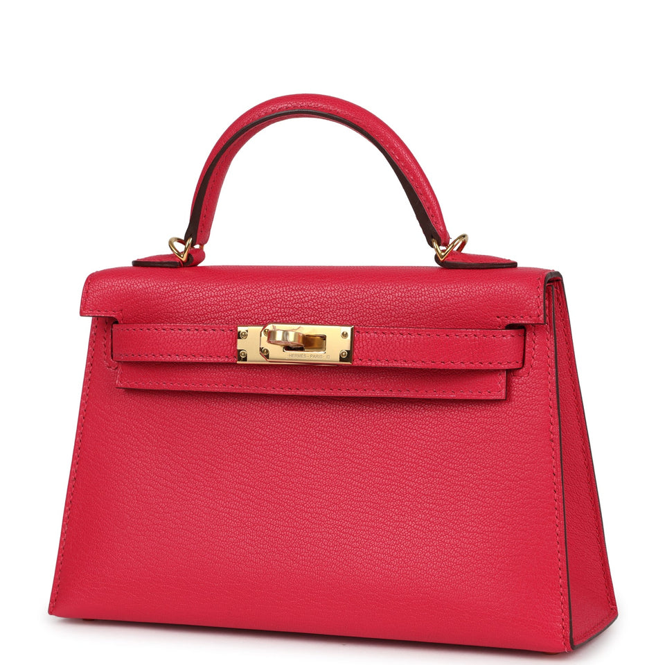 Hermes Kelly Sellier 20 Rose Extreme Chevre Gold Hardware