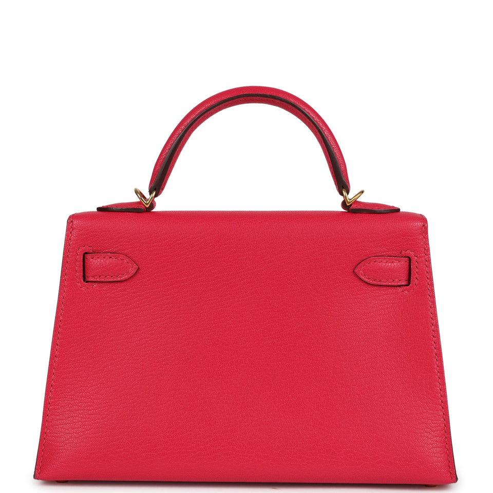 Hermes Kelly Sellier 20 Rose Extreme Chevre Gold Hardware