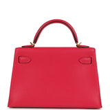 Hermes Kelly Sellier 20 Rose Extreme Chevre Gold Hardware