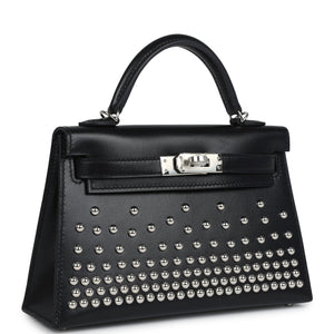 Hermes Kelly Sellier 20 Clouté Black Box Palladium Hardware