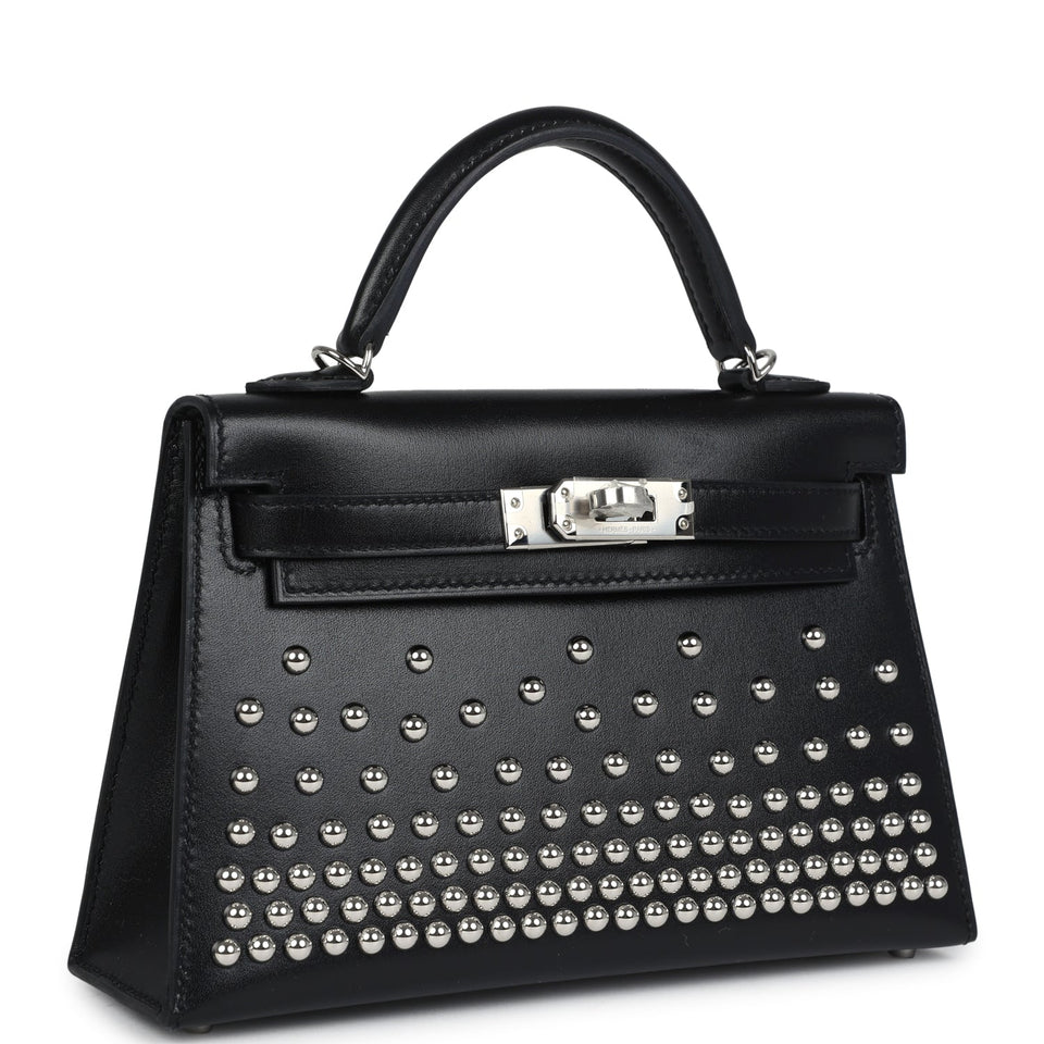 Hermes Kelly Sellier 20 Clouté Black Box Palladium Hardware