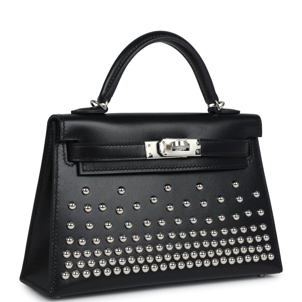 Hermes Kelly Sellier 20 Clouté Black Box Palladium Hardware