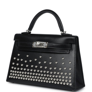 Hermes Kelly Sellier 20 Clouté Black Box Palladium Hardware