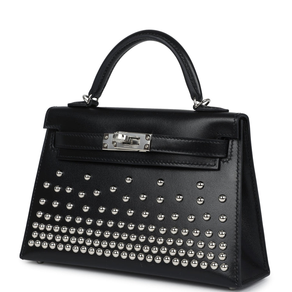 Hermes Kelly Sellier 20 Clouté Black Box Palladium Hardware