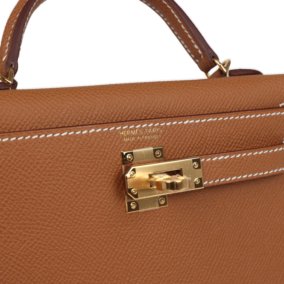 Hermes Kelly Sellier 20 Gold Epsom Gold Hardware