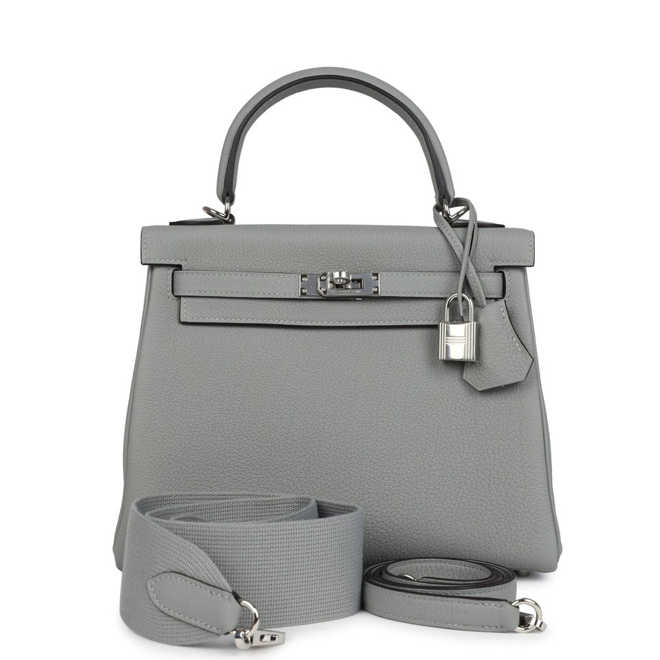 Hermes Kelly Retourne 28 Gris Mouette Togo Palladium Hardware