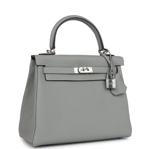 Hermes Kelly Retourne 28 Gris Mouette Togo Palladium Hardware