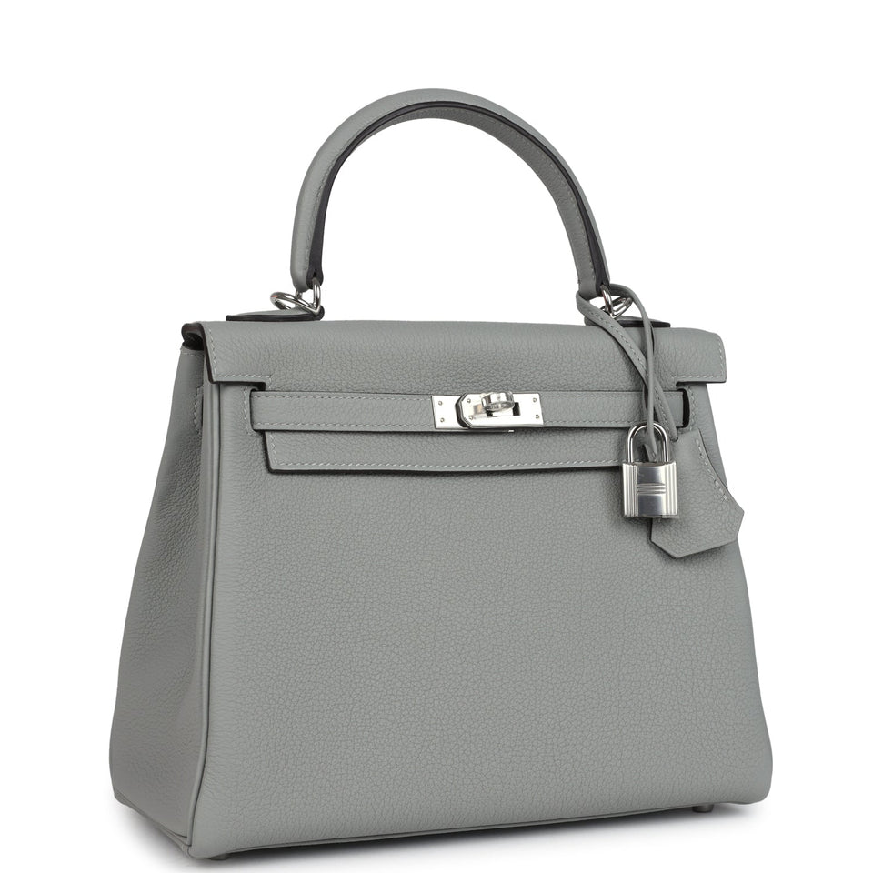Hermes Kelly Retourne 28 Gris Mouette Togo Palladium Hardware