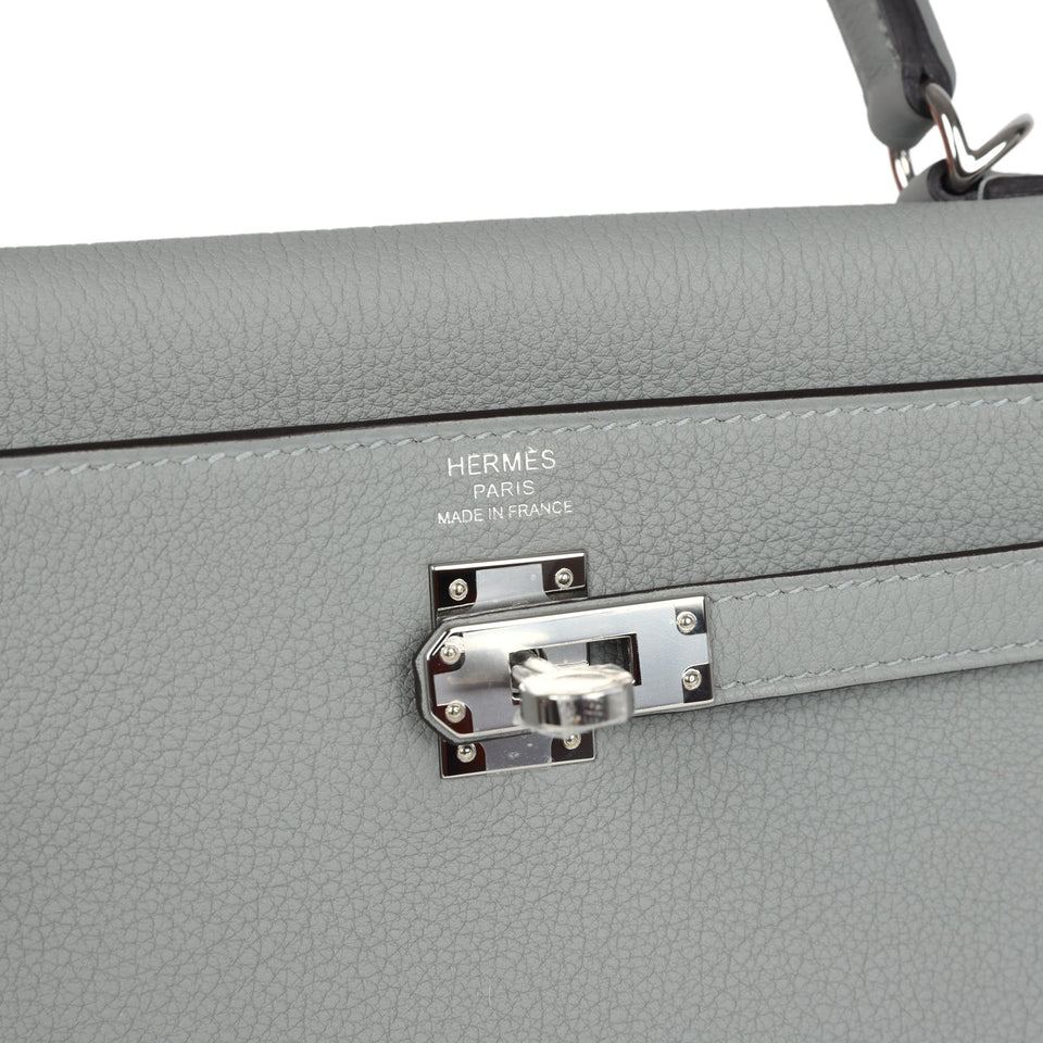 Hermes Kelly Retourne 28 Gris Mouette Togo Palladium Hardware