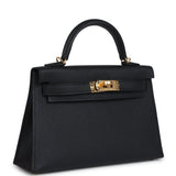 Hermes Kelly Sellier 20 Black Epsom Gold Hardware