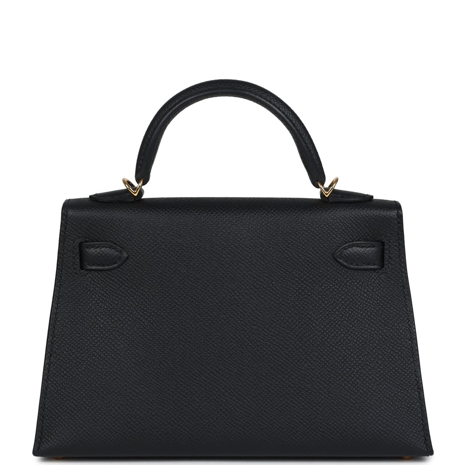 Hermes Kelly Sellier 20 Black Epsom Gold Hardware
