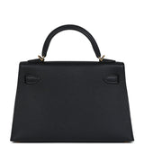 Hermes Kelly Sellier 20 Black Epsom Gold Hardware