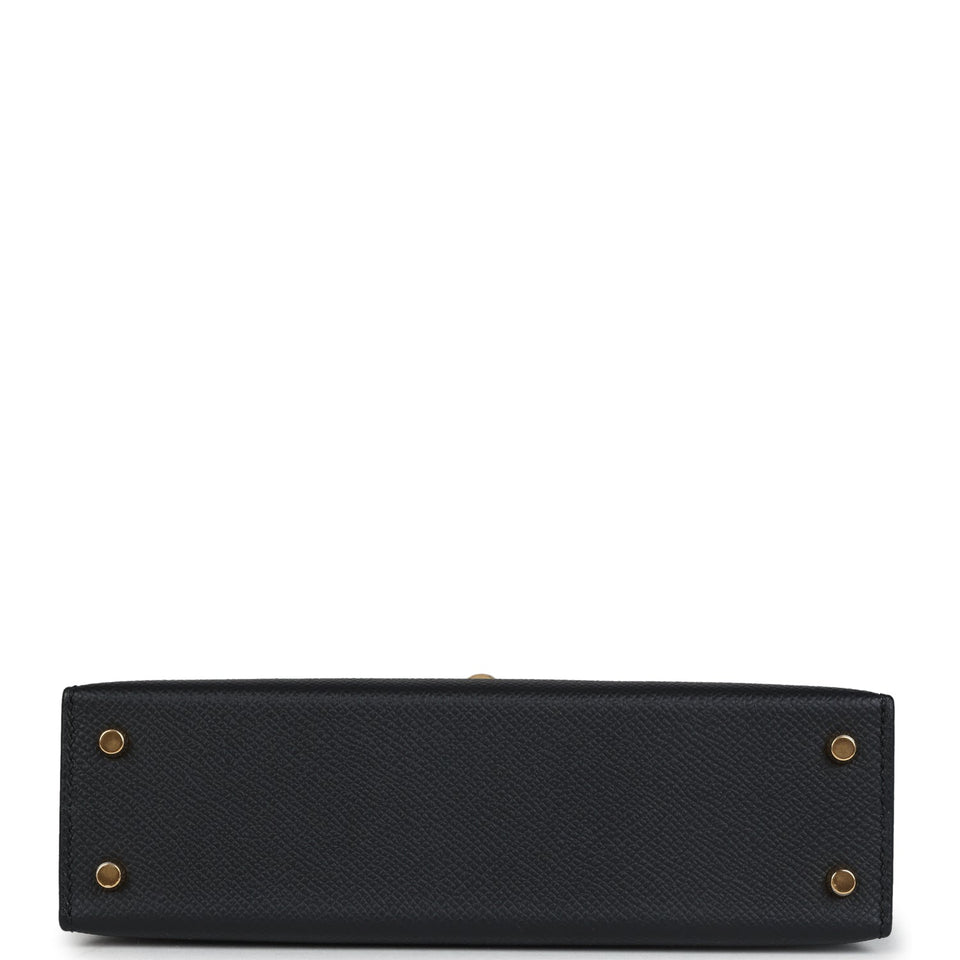 Hermes Kelly Sellier 20 Black Epsom Gold Hardware