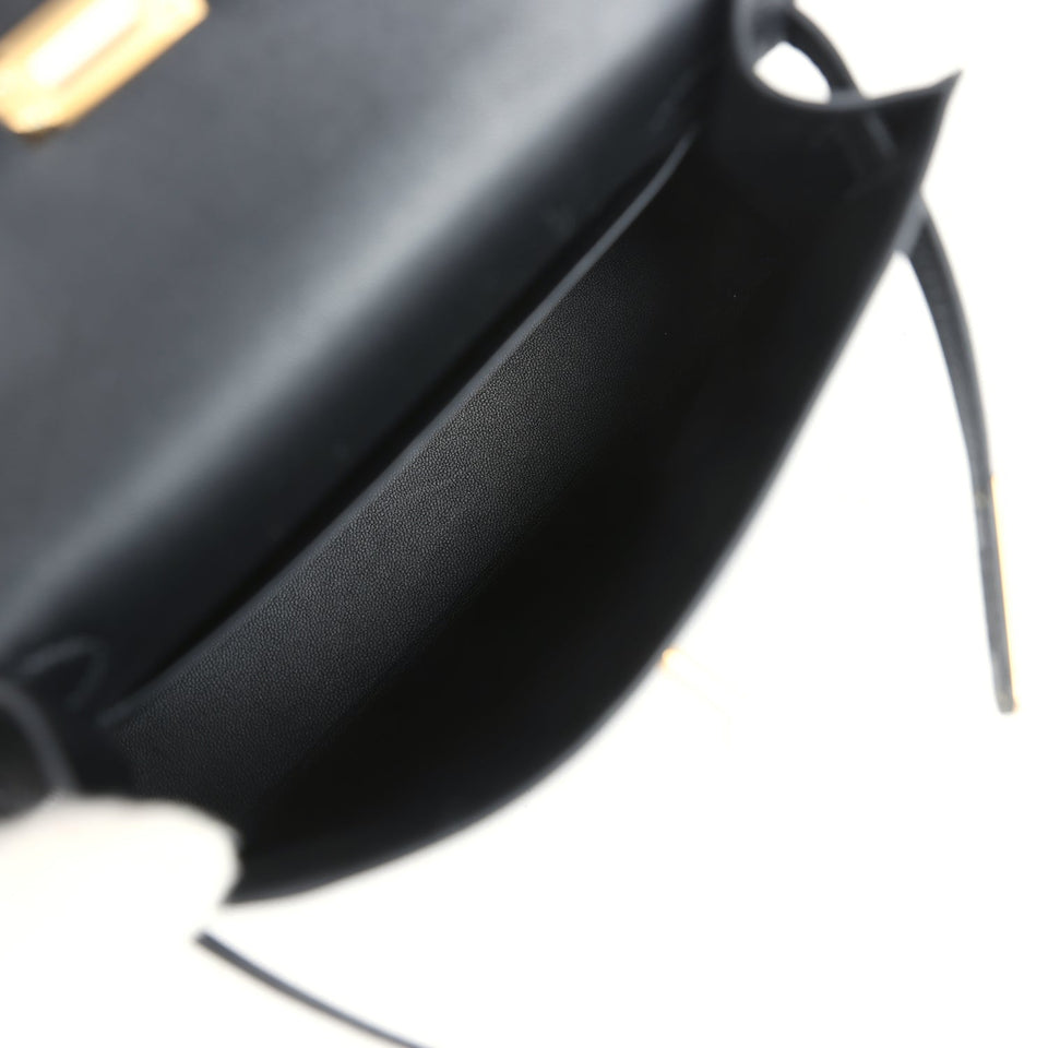 Hermes Kelly Sellier 20 Black Epsom Gold Hardware