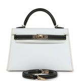 Hermes Special Order (HSS) Kelly Sellier 20 White and Black Epsom Permabrass Hardware