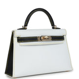 Hermes Special Order (HSS) Kelly Sellier 20 White and Black Epsom Permabrass Hardware