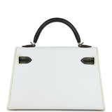 Hermes Special Order (HSS) Kelly Sellier 20 White and Black Epsom Permabrass Hardware