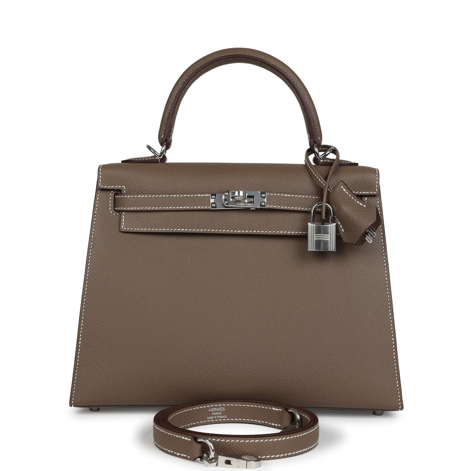 Hermes Kelly Sellier 25 Etoupe Epsom Palladium Hardware