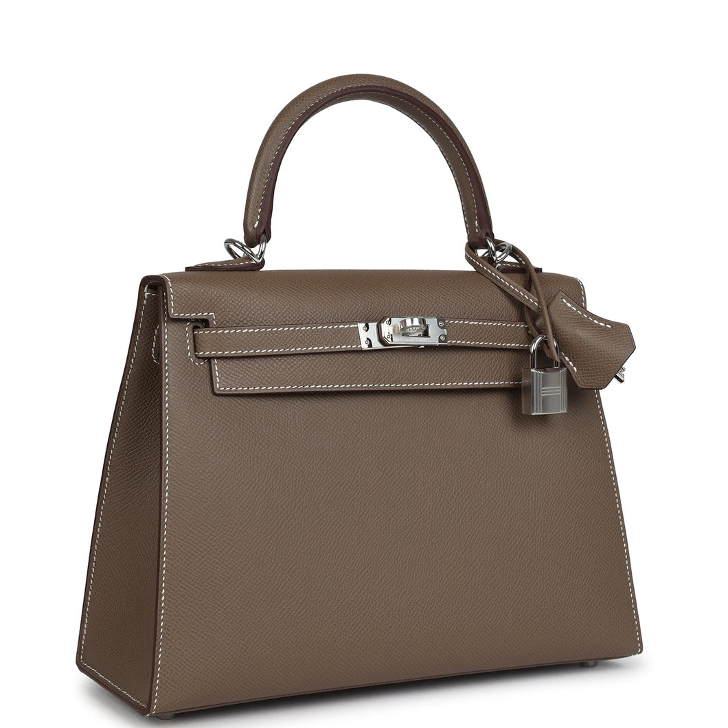 Hermes Kelly Sellier 25 Etoupe Epsom Palladium Hardware