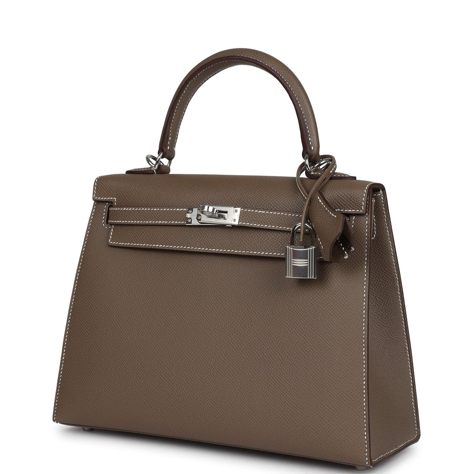 Hermes Kelly Sellier 25 Etoupe Epsom Palladium Hardware