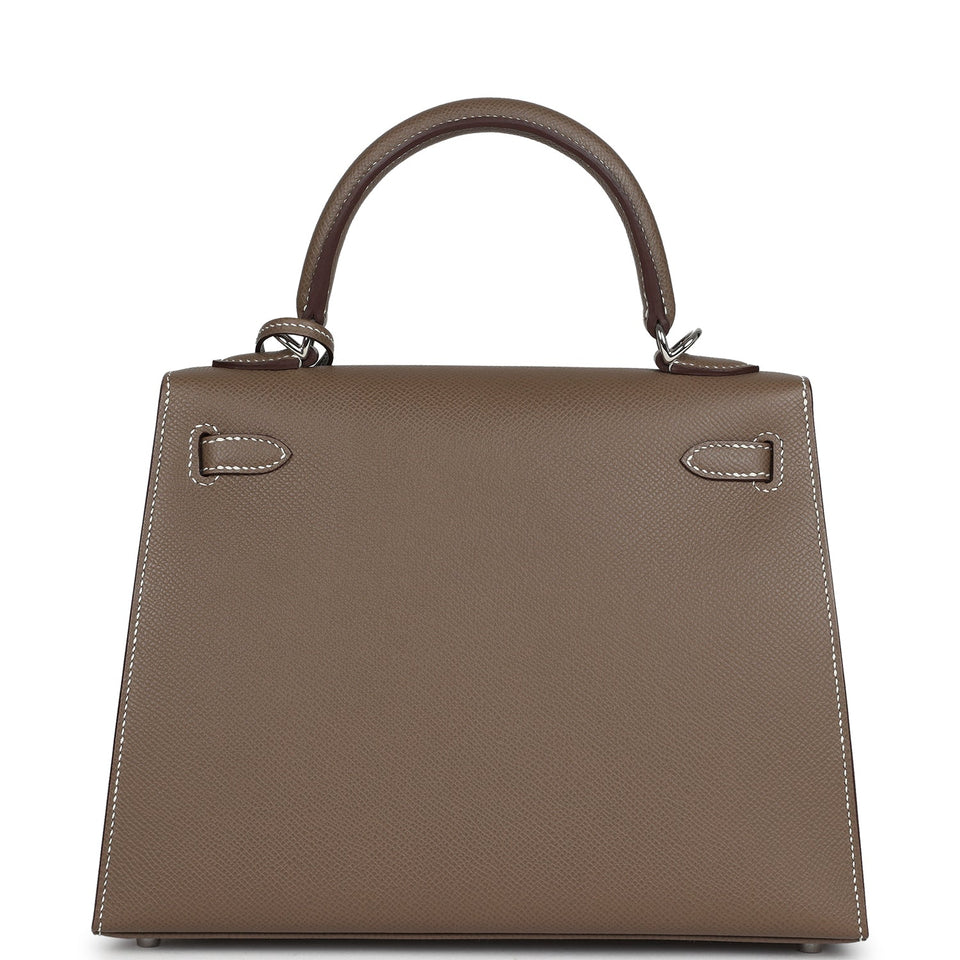 Hermes Kelly Sellier 25 Etoupe Epsom Palladium Hardware