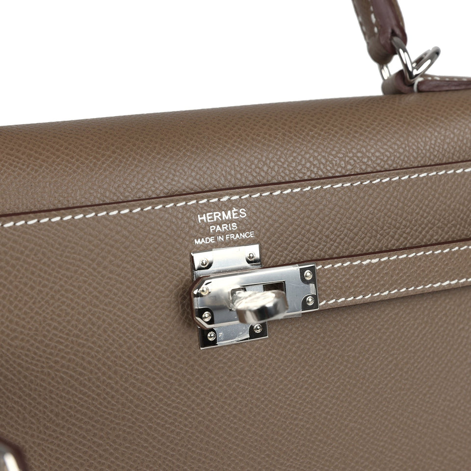 Hermes Kelly Sellier 25 Etoupe Epsom Palladium Hardware