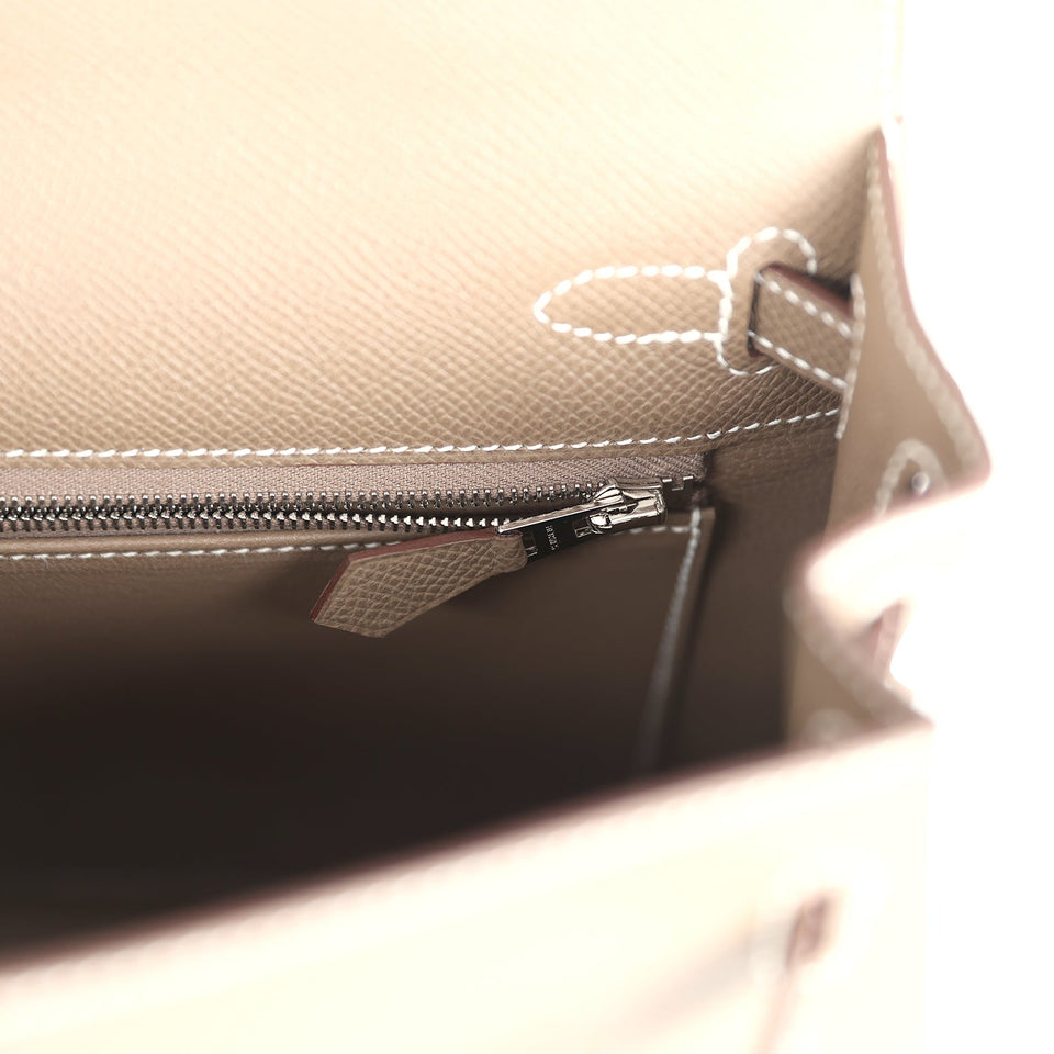 Hermes Kelly Sellier 25 Etoupe Epsom Palladium Hardware