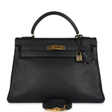 Hermes Kelly Retourne 32 Black Ardennes Gold Hardware