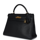 Hermes Kelly Retourne 32 Black Ardennes Gold Hardware