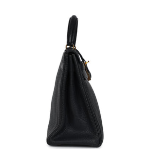 Hermes Kelly Retourne 32 Black Ardennes Gold Hardware
