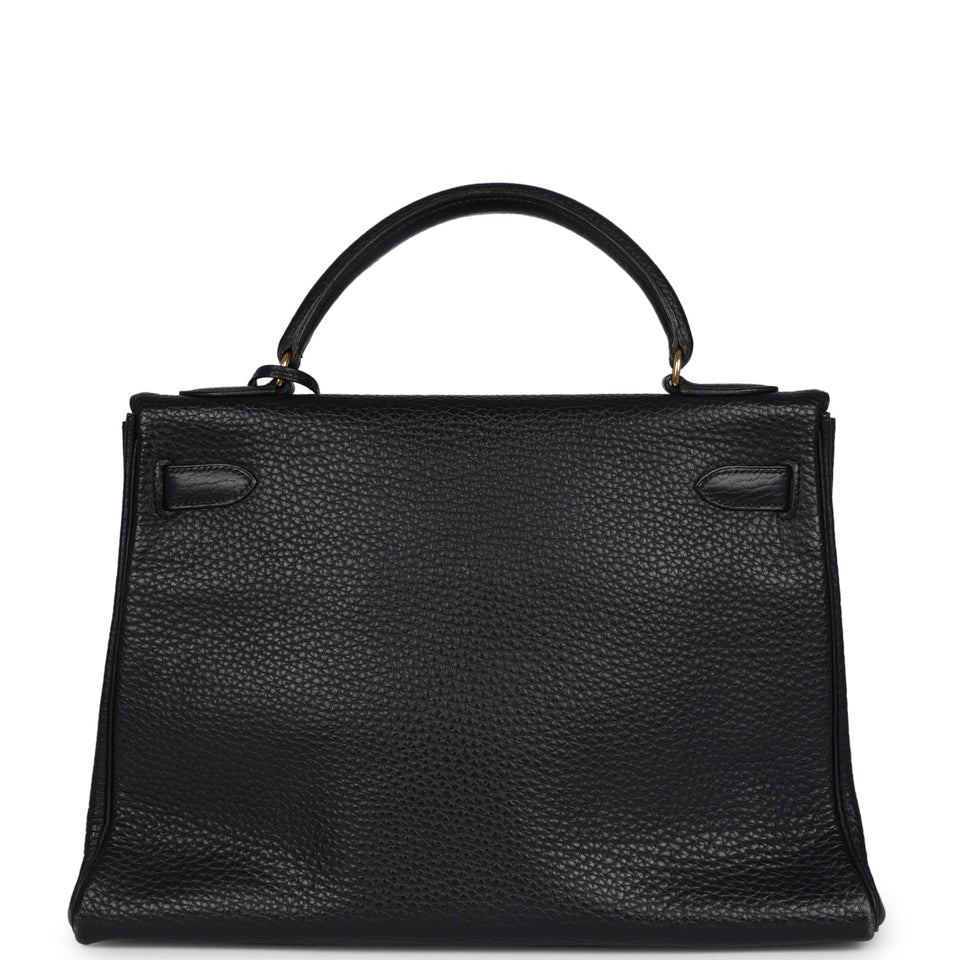 Hermes Kelly Retourne 32 Black Ardennes Gold Hardware