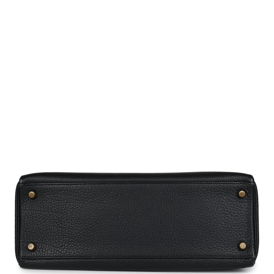 Hermes Kelly Retourne 32 Black Ardennes Gold Hardware