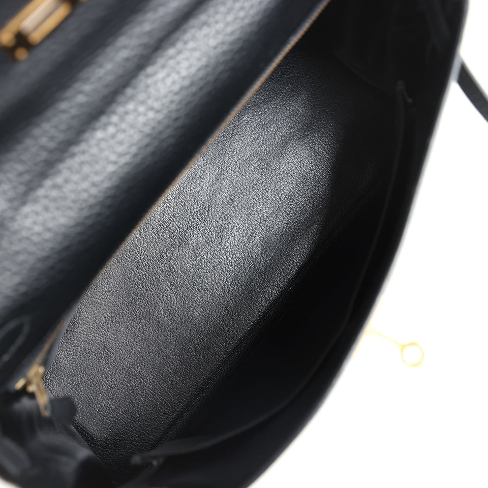 Hermes Kelly Retourne 32 Black Ardennes Gold Hardware