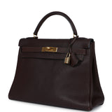 Hermes Kelly Retourne 32 Marron Fonce Fjord Gold Hardware