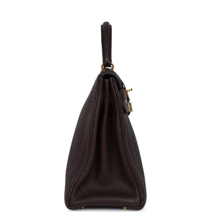 Hermes Kelly Retourne 32 Marron Fonce Fjord Gold Hardware