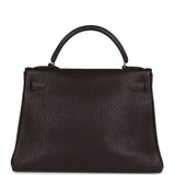 Hermes Kelly Retourne 32 Marron Fonce Fjord Gold Hardware