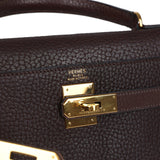 Hermes Kelly Retourne 32 Marron Fonce Fjord Gold Hardware