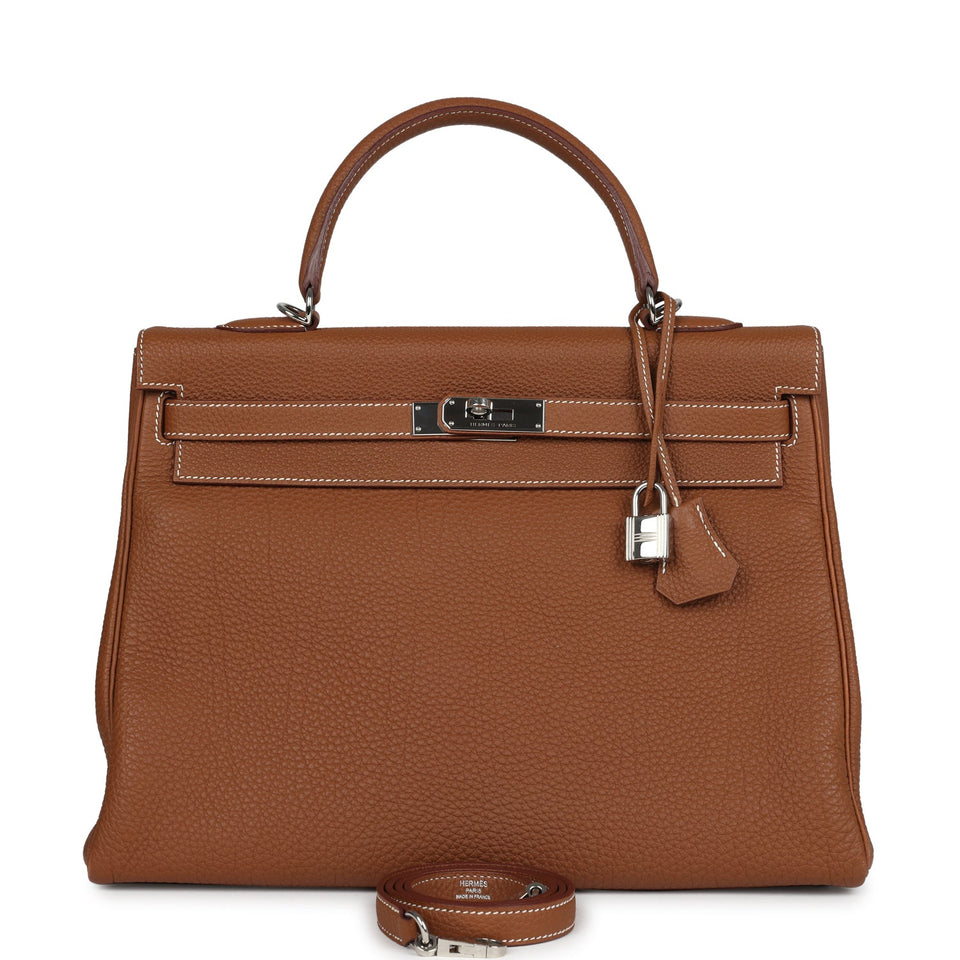 Hermes Kelly Retourne 35 Gold Togo Palladium Hardware