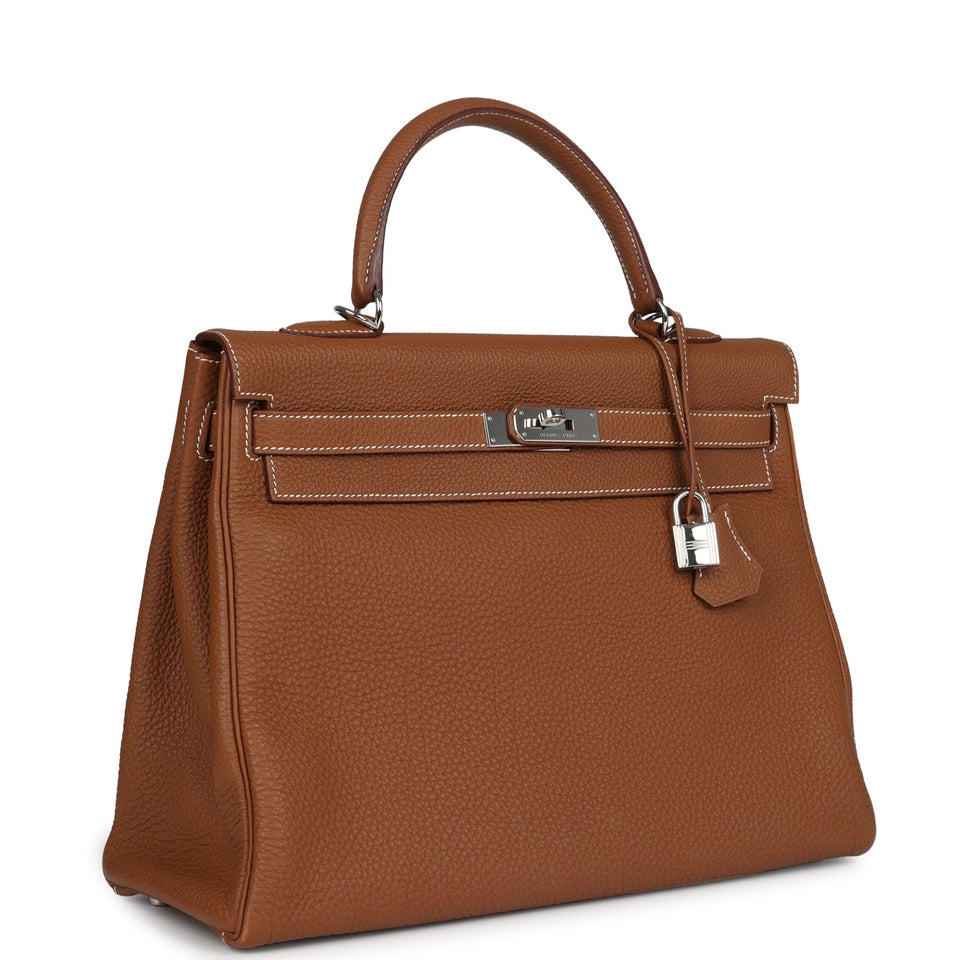 Hermes Kelly Retourne 35 Gold Togo Palladium Hardware