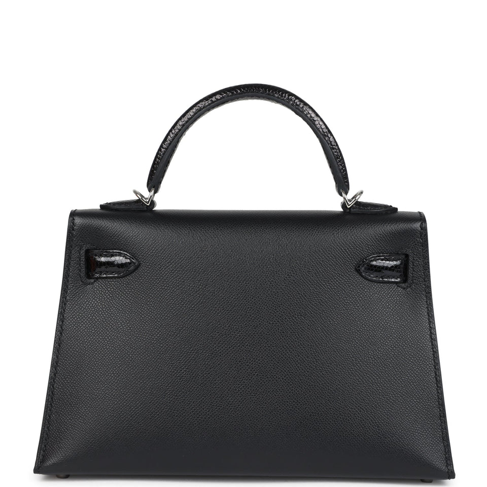 Hermes Kelly Sellier 20 Black Madame and Shiny Varanus Lizard Touch Palladium Hardware