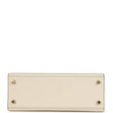 Hermes Special Order (HSS) Kelly Sellier 25 Craie and Gris Asphalte Epsom Brushed Gold Hardware