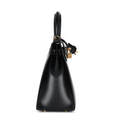 Hermes Kelly Sellier 28 Black Box Gold Hardware
