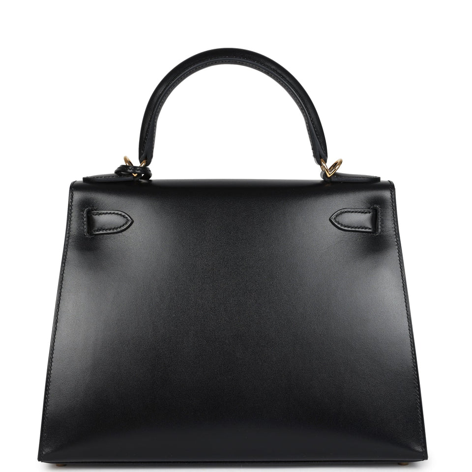 Hermes Kelly Sellier 28 Black Box Gold Hardware