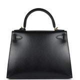 Hermes Kelly Sellier 28 Black Box Gold Hardware